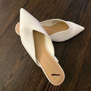 White Slide-On Kitten Heels